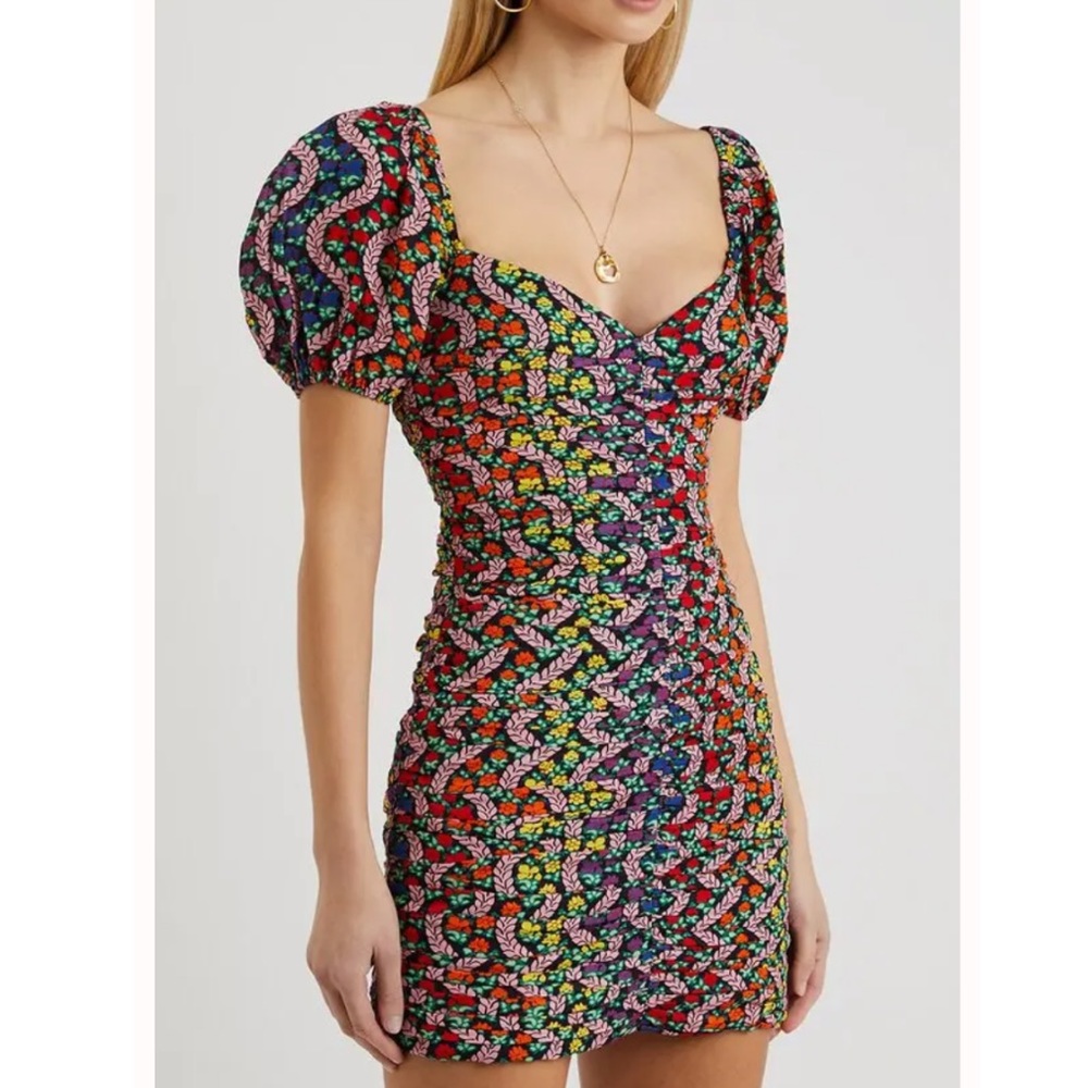RHODE Esme Floral-Print Ruched Mini Dress